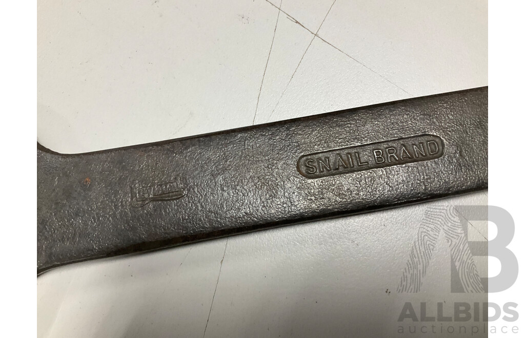 Two Daniel Harvey Box Hill Plough Spanners, Leyland Snail Brand Double End Spanner, Two Sheldon Axle Co Multi Spanners