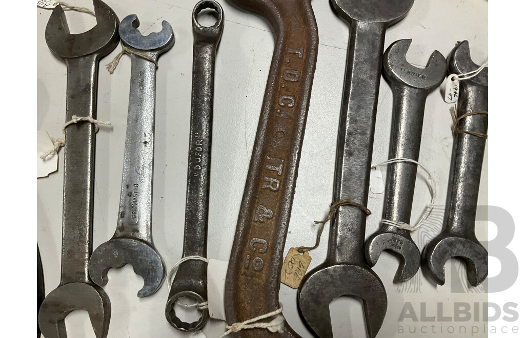 Collection of Australian Spanners Including Sidchrome, Cyclone, Foy & Gibson and More