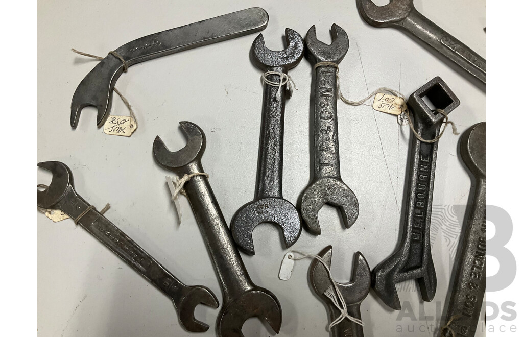 Collection of Australian Spanners Including Mintern, John Buncle & Son, Fairfax, Sidchrome and More