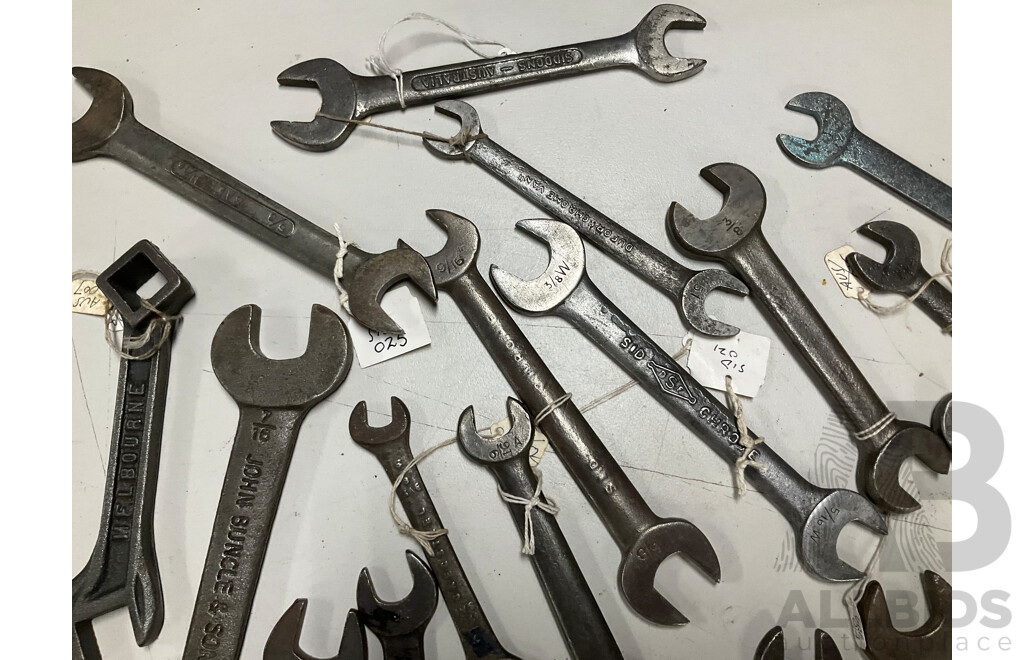 Collection of Australian Spanners Including Mintern, John Buncle & Son, Fairfax, Sidchrome and More