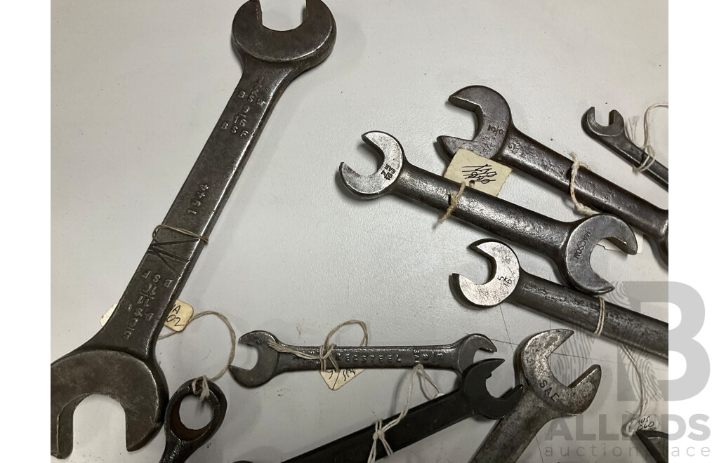 Collection of Vintage Spanners Including Caford Castors Zircalloy, Fairbanks Morse & Co and More