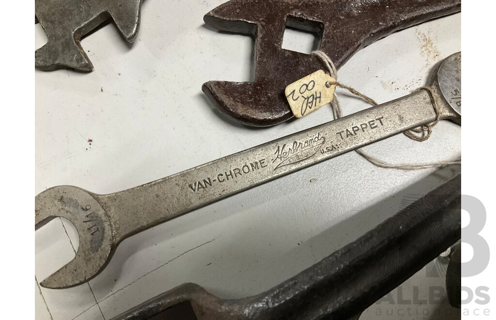 Collection of Vintage Ring, Multi and Open End Spanners Including Herbrand Tappet