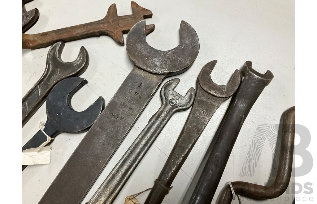 Collection of Vintage Ring, Multi and Open End Spanners Including Herbrand Tappet