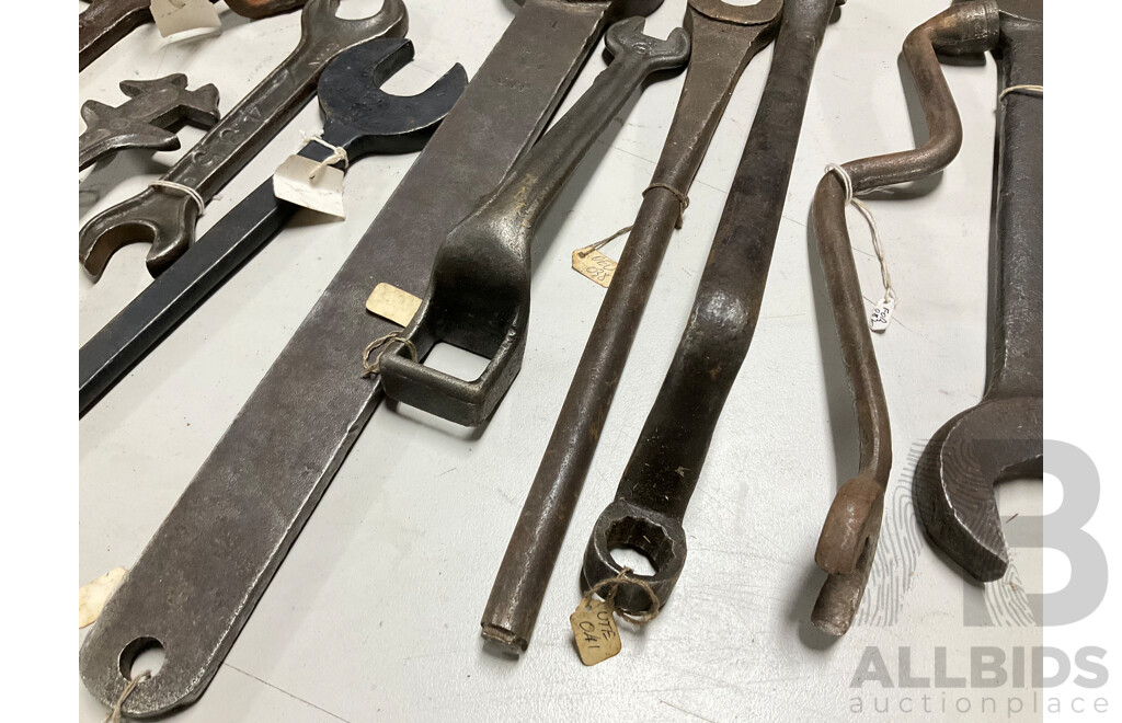 Collection of Vintage Ring, Multi and Open End Spanners Including Herbrand Tappet