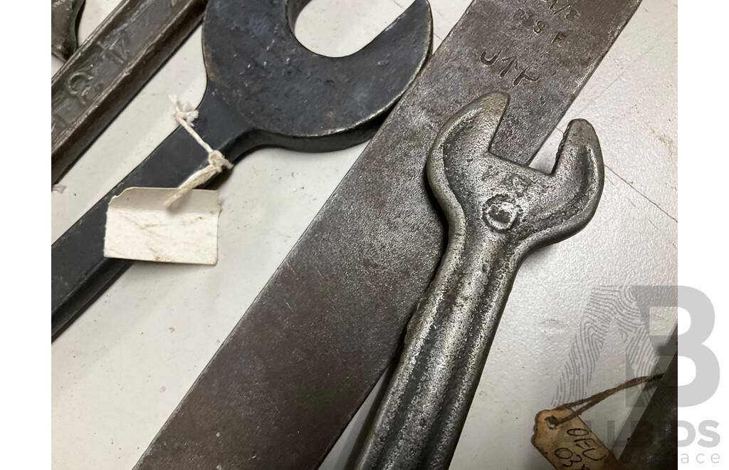 Collection of Vintage Ring, Multi and Open End Spanners Including Herbrand Tappet