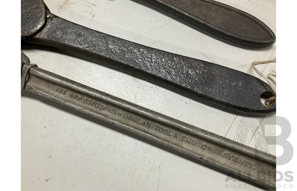 Vintage Fast Grip Spanners with Raglan Tool & Co Eng Sydney Handcuff Wrench