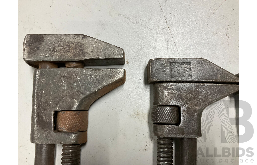 Five Vintage Twist Handle Adjustable Spanners Including ACME