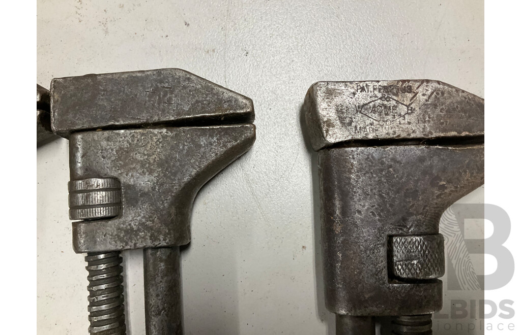Five Vintage Twist Handle Adjustable Spanners Including ACME