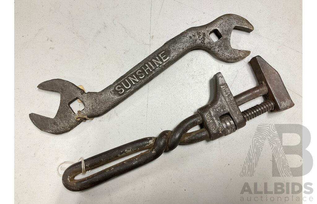 Vintage Sunshine Multi Spanner and and H.V McKay Twist Grip Adjustable Spanner