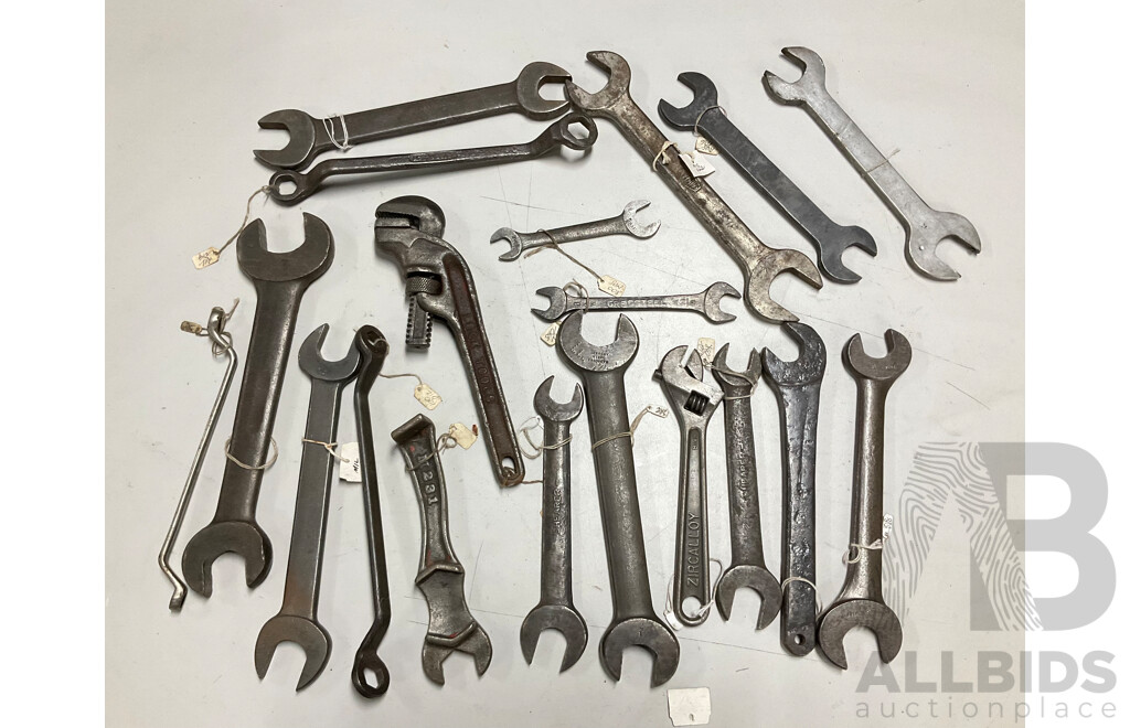 Collection of Mostly Australian Vintage Spanners Including Zircalloy, Lock Tools, Shearer, Fairfax