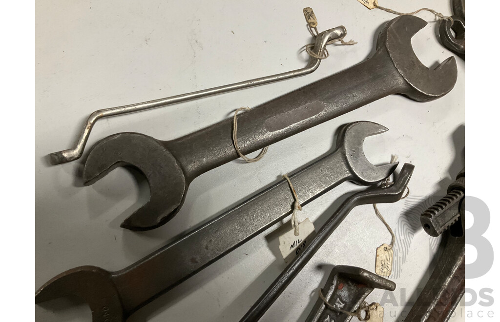 Collection of Mostly Australian Vintage Spanners Including Zircalloy, Lock Tools, Shearer, Fairfax