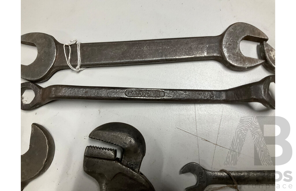 Collection of Mostly Australian Vintage Spanners Including Zircalloy, Lock Tools, Shearer, Fairfax