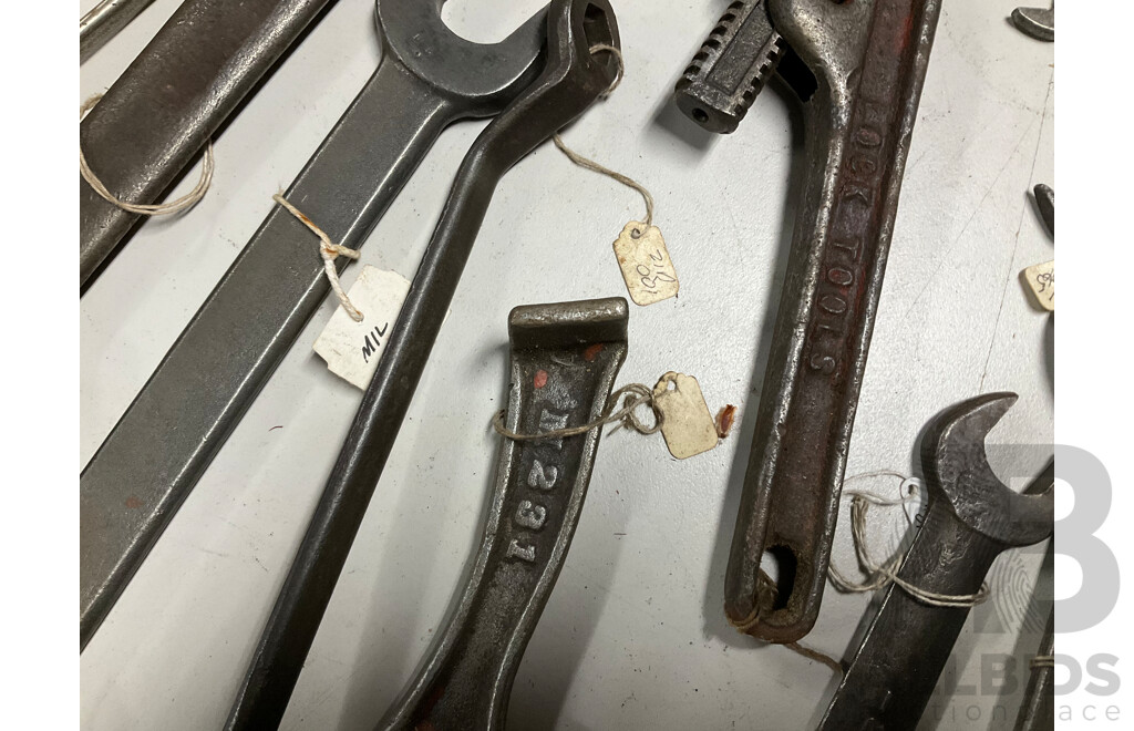 Collection of Mostly Australian Vintage Spanners Including Zircalloy, Lock Tools, Shearer, Fairfax