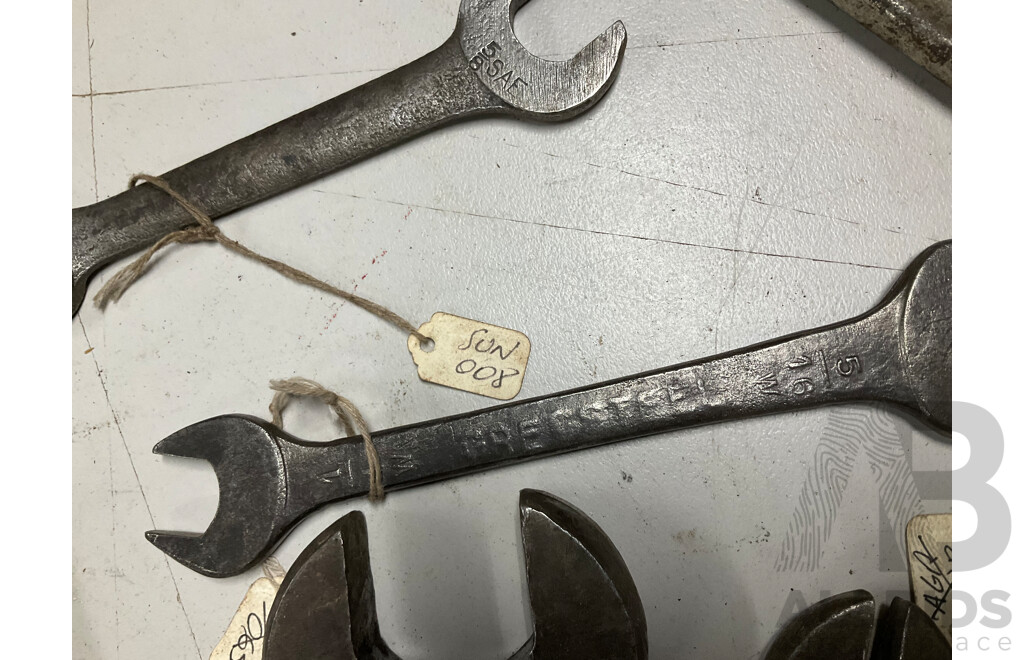 Collection of Mostly Australian Vintage Spanners Including Zircalloy, Lock Tools, Shearer, Fairfax