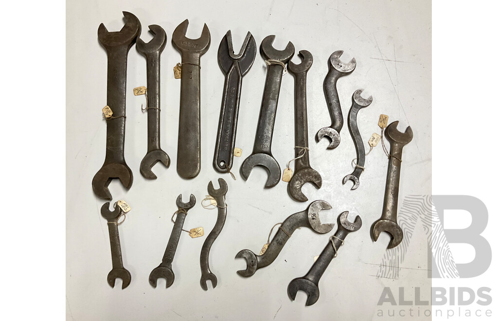 Collection of Vintage USA Made Spanners Including The Billings & Spencer Co, W&B, MFG Co, Fairmount