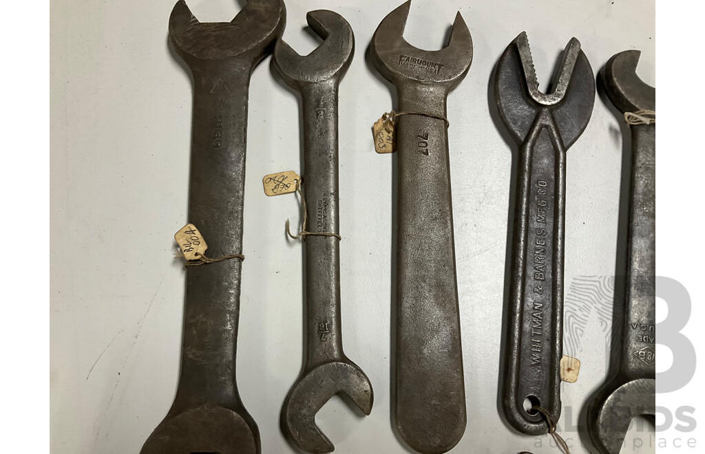 Collection of Vintage USA Made Spanners Including The Billings & Spencer Co, W&B, MFG Co, Fairmount