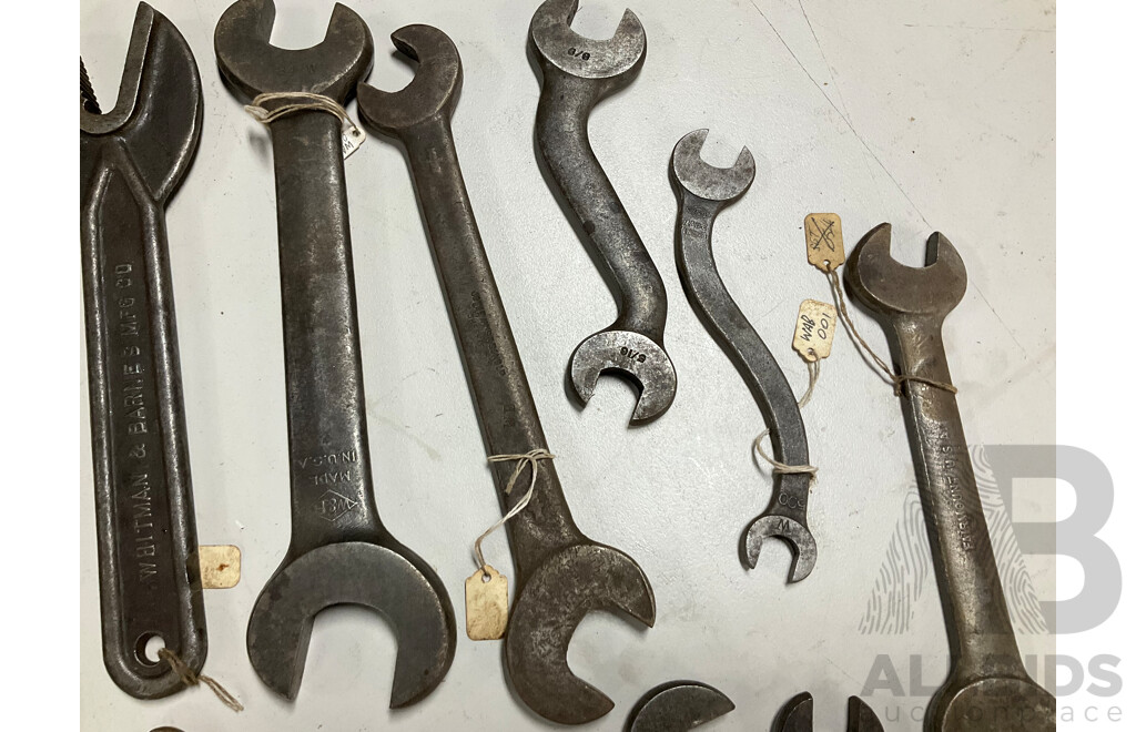 Collection of Vintage USA Made Spanners Including The Billings & Spencer Co, W&B, MFG Co, Fairmount