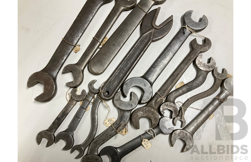 Collection of Vintage USA Made Spanners Including The Billings & Spencer Co, W&B, MFG Co, Fairmount