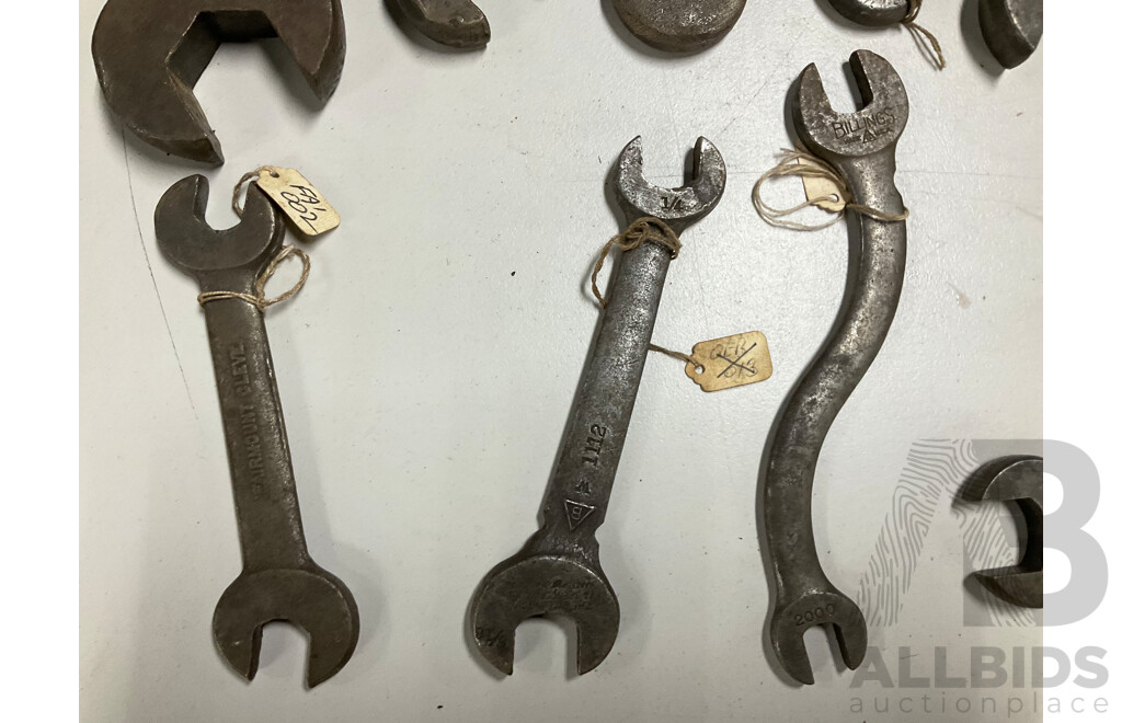 Collection of Vintage USA Made Spanners Including The Billings & Spencer Co, W&B, MFG Co, Fairmount