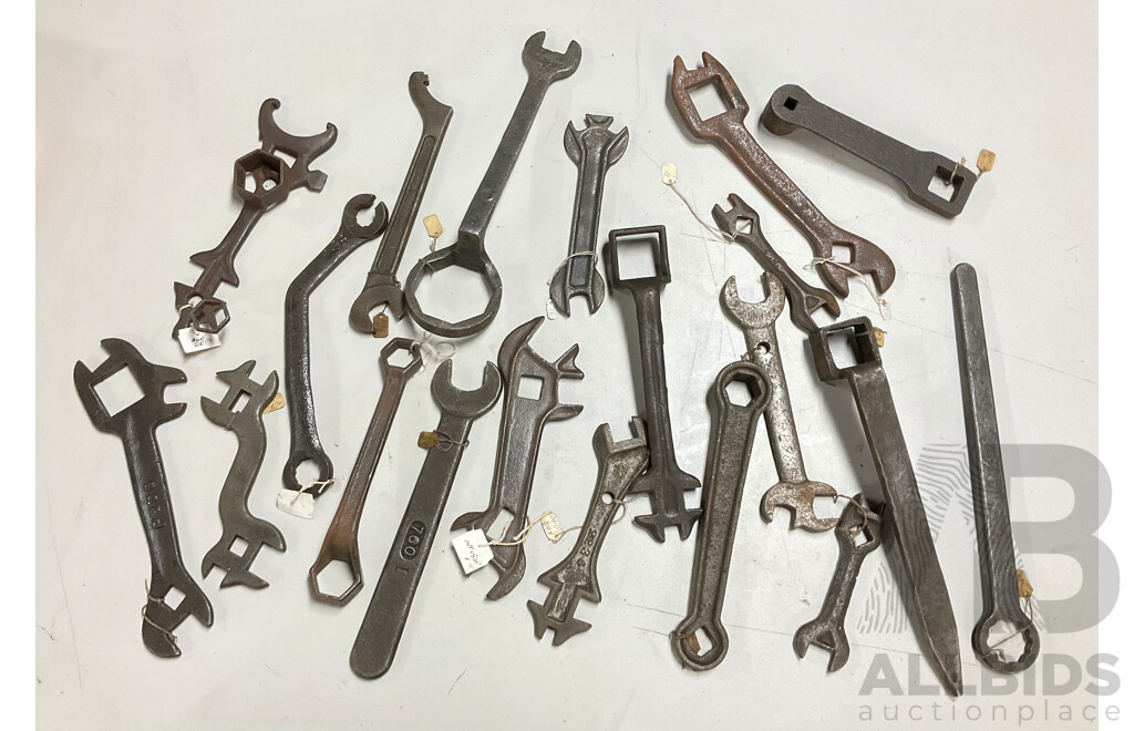 Collection of Antique and Vintage Agricultural and Industrial Combination, Ring and Open End Spanners