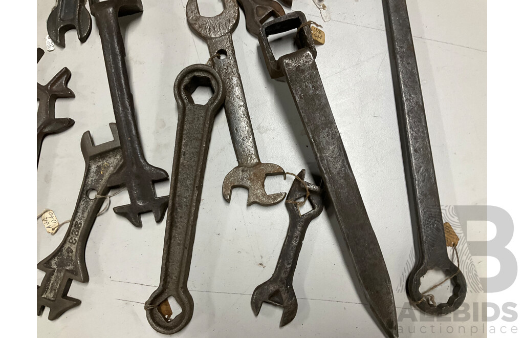 Collection of Antique and Vintage Agricultural and Industrial Combination, Ring and Open End Spanners