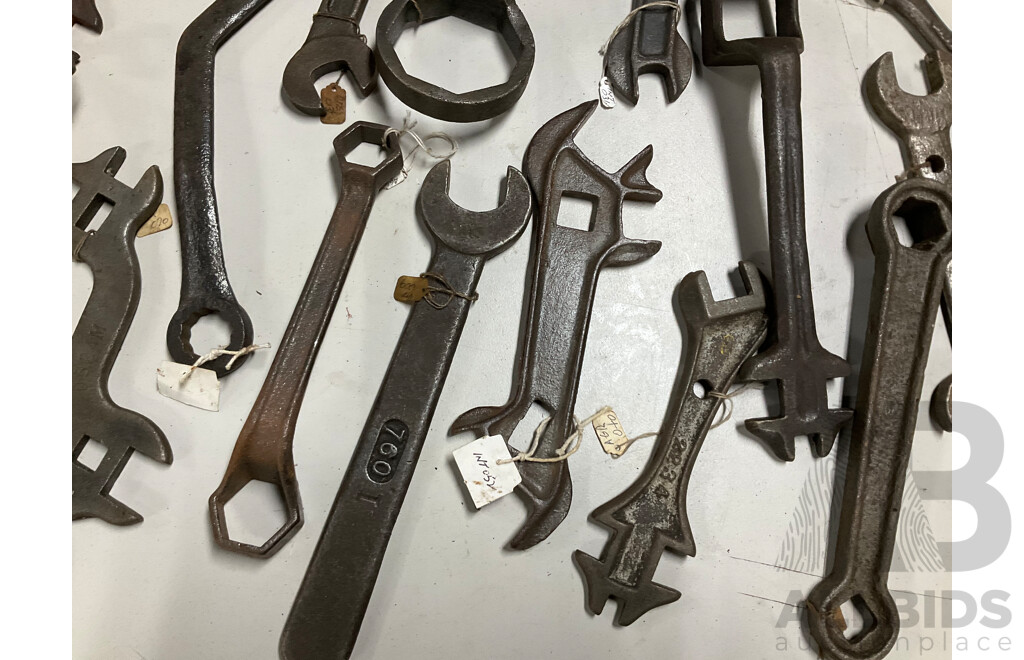 Collection of Antique and Vintage Agricultural and Industrial Combination, Ring and Open End Spanners