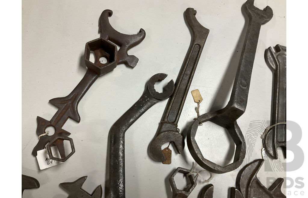 Collection of Antique and Vintage Agricultural and Industrial Combination, Ring and Open End Spanners