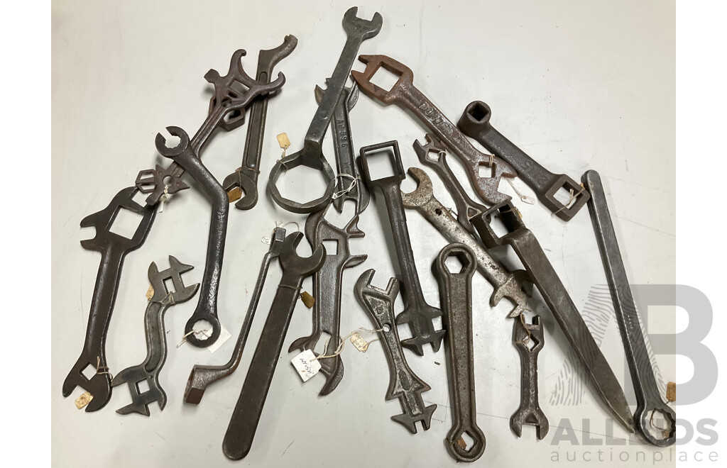 Collection of Antique and Vintage Agricultural and Industrial Combination, Ring and Open End Spanners