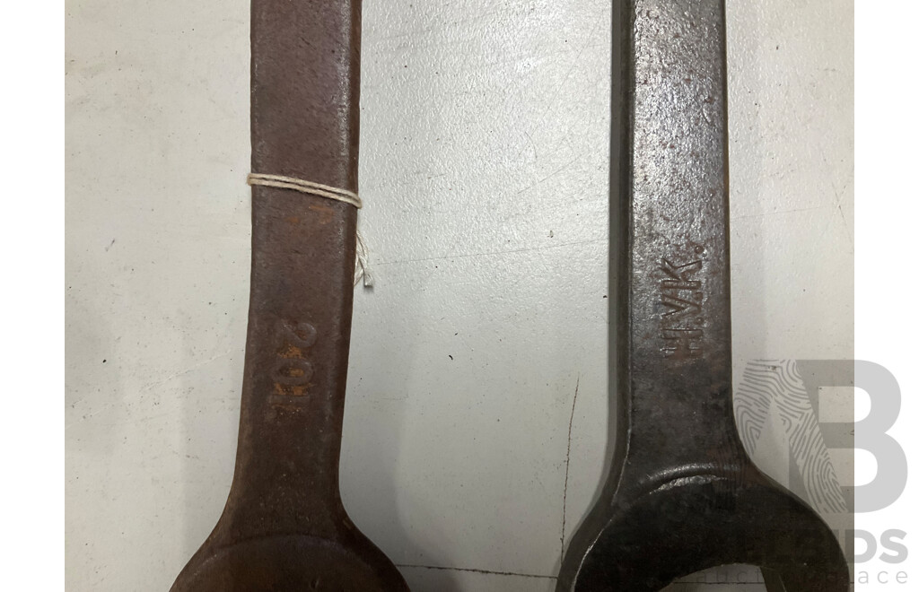 Collection of Vintage Spanners Including New South Wales Government Railway Lister, H.V.K