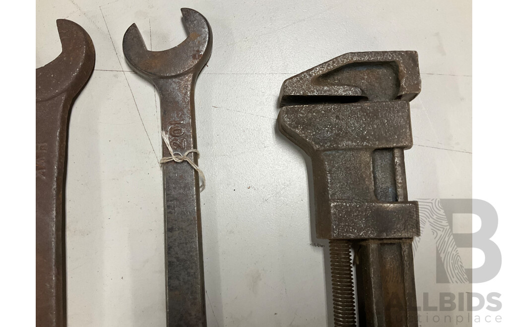 Collection of Vintage Spanners Including New South Wales Government Railway Lister, H.V.K