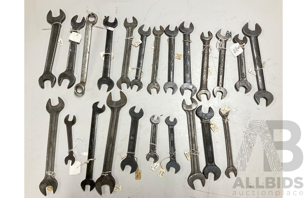 Collection of Nubo Whitworth Spanners, Open and Ring, Made in England and USA
