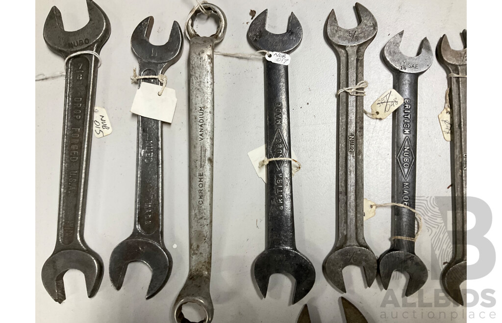 Collection of Nubo Whitworth Spanners, Open and Ring, Made in England and USA