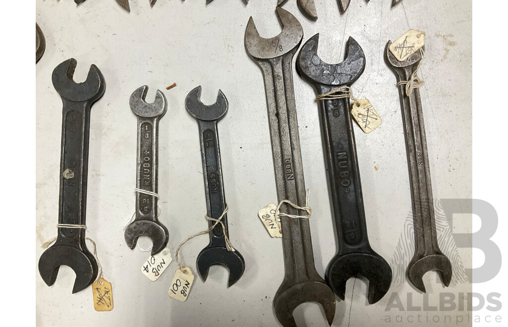 Collection of Nubo Whitworth Spanners, Open and Ring, Made in England and USA