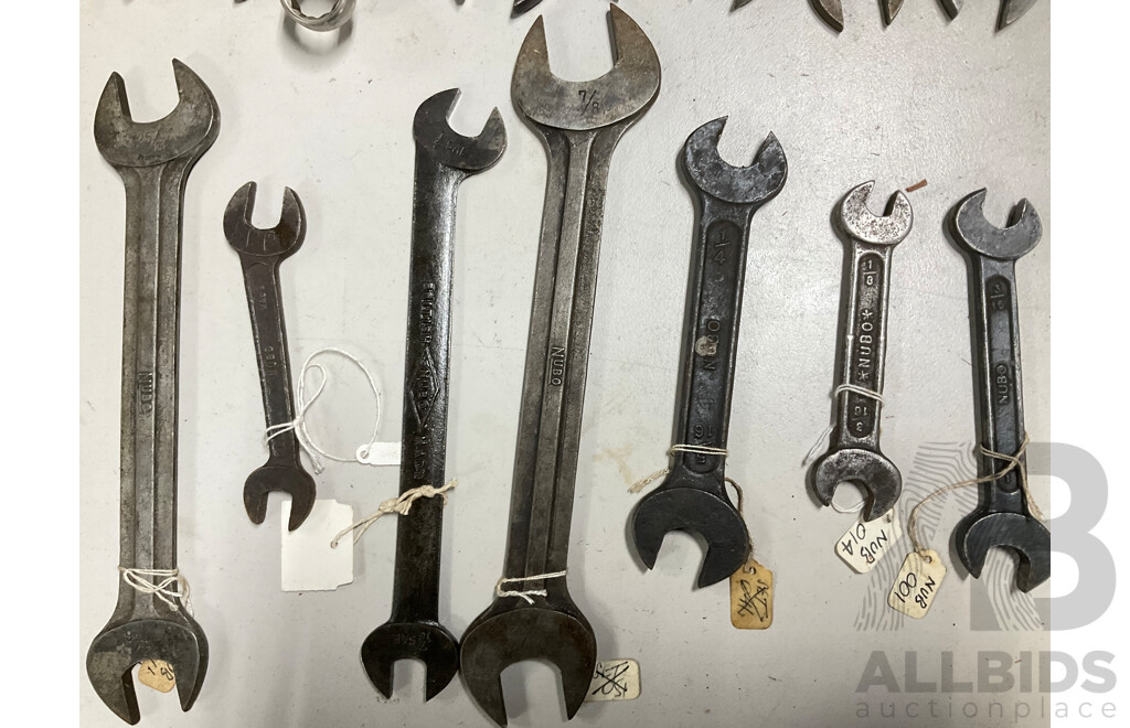 Collection of Nubo Whitworth Spanners, Open and Ring, Made in England and USA