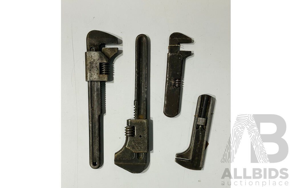 Four Adjustable Wrenches Including King Dick and Bodmann Paramount