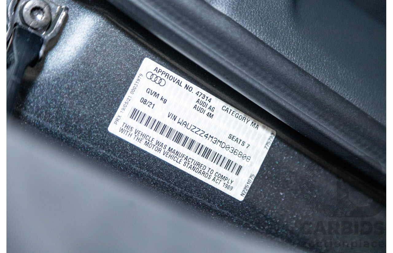 08/2021 Audi Q7 50 TDI S-Line Quattro (AWD) 4M MY21 4d Wagon Daytona Grey Pearl Turbo Diesel V6 3.0L - 48V Mild Hybrid