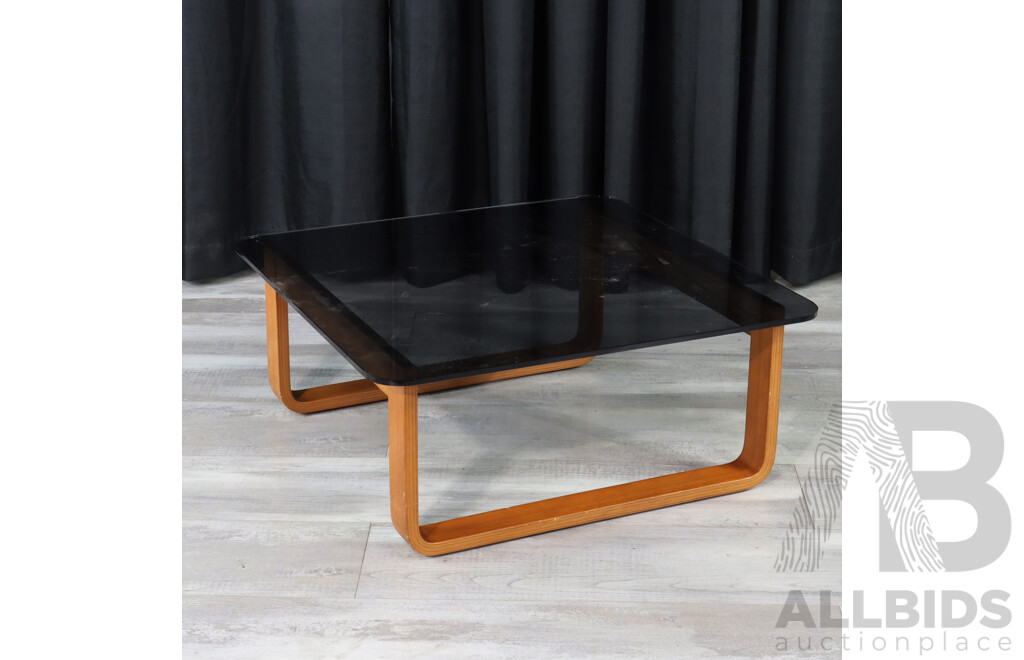 Tessa Bent Ply Coffee Table with Smokey Glass Top