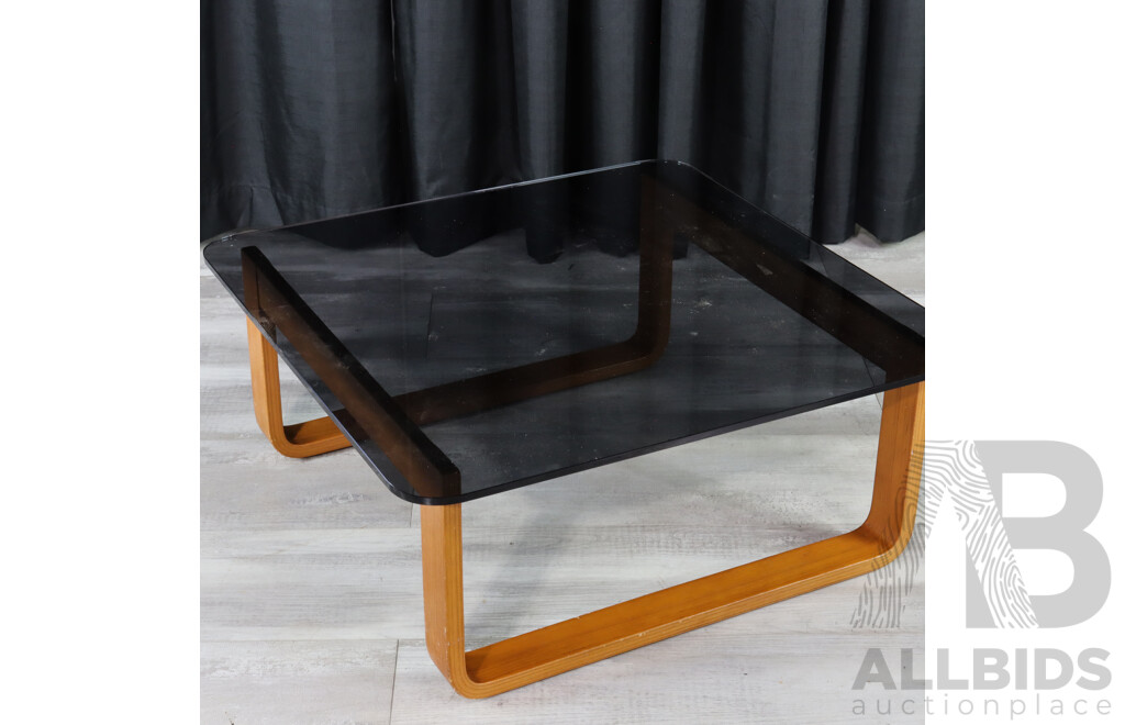 Tessa Bent Ply Coffee Table with Smokey Glass Top