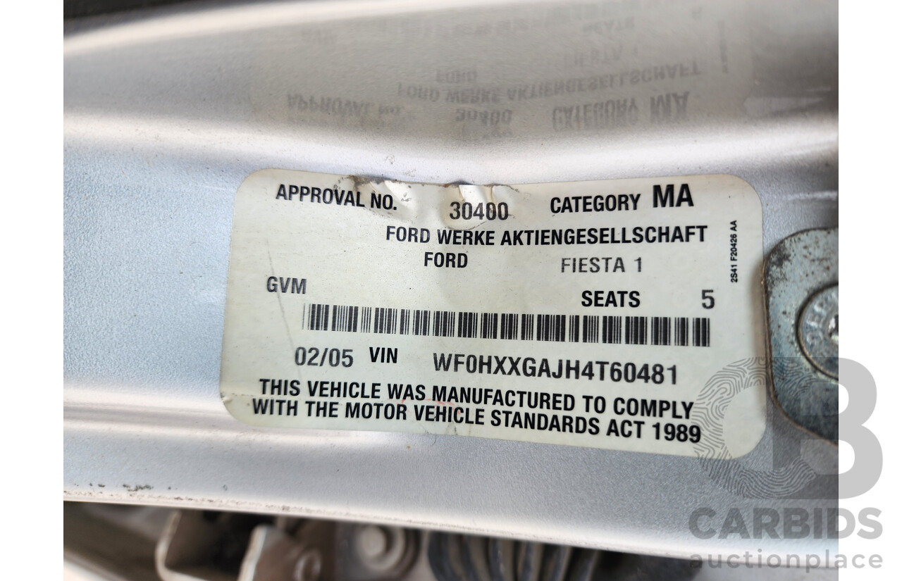 2/2005 Ford Fiesta LX WP 5d Hatchback Silver Or Chrome 1.6L