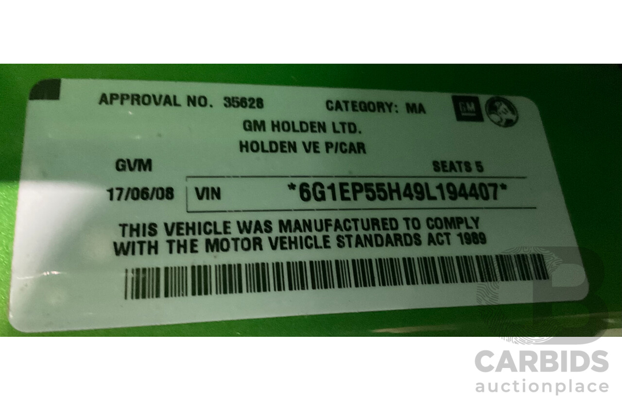 6/2008 Holden Commodore SS-V 60th Anniversary VE MY9.5 4d Sedan Atomic Green Metallic V8 6.0L