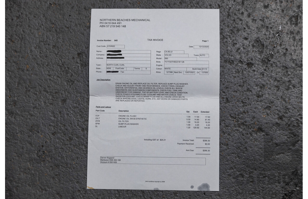 1/2013 Volvo S60 T5 R-Design F MY13 4d Sedan Ice White Turbo 2.0L