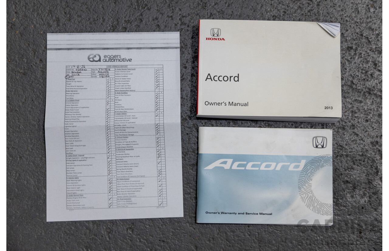 10/2013 Honda Accord VTi-S 4d Sedan Pearl White Orchid 2.4L