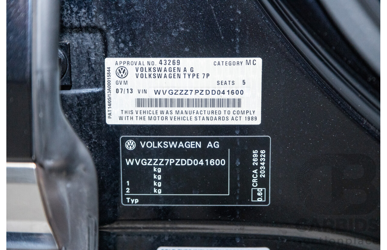 7/2013 Volkswagen Touareg V6 TDI (AWD) 7P MY13.5 4d Wagon Deep Black Pearl Turbo Diesel V6 3.0L