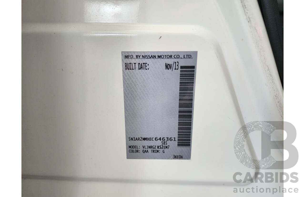 03/2014 Nissan Pathfinder ST-L (4x4) 4WD R52 4D Wagon White 3.5L