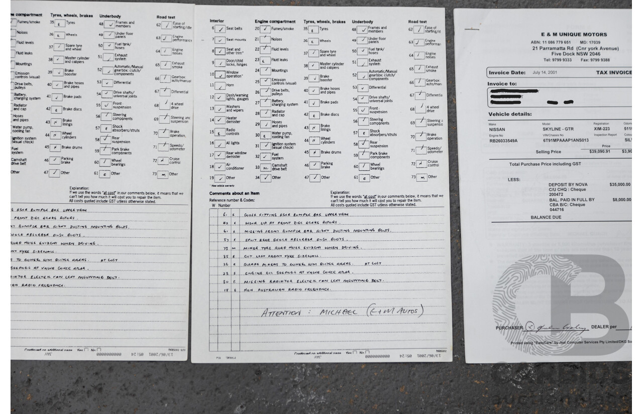 3/1993 Nissan Skyline R32 GT-R BNR32 Series 3 2d Coupe KL0 Spark Silver Metallic Twin Turbo 2.6L - 06/2001 Import