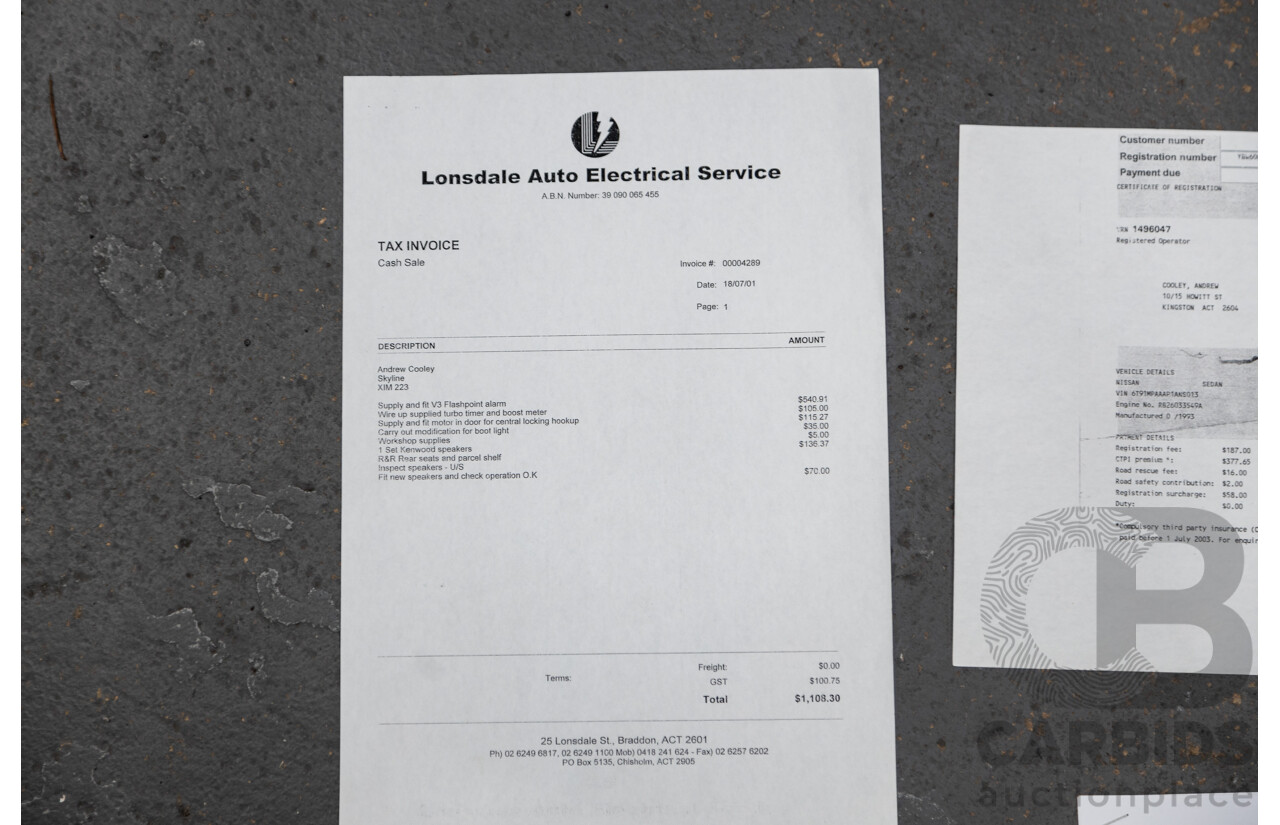 3/1993 Nissan Skyline R32 GT-R BNR32 Series 3 2d Coupe KL0 Spark Silver Metallic Twin Turbo 2.6L - 06/2001 Import