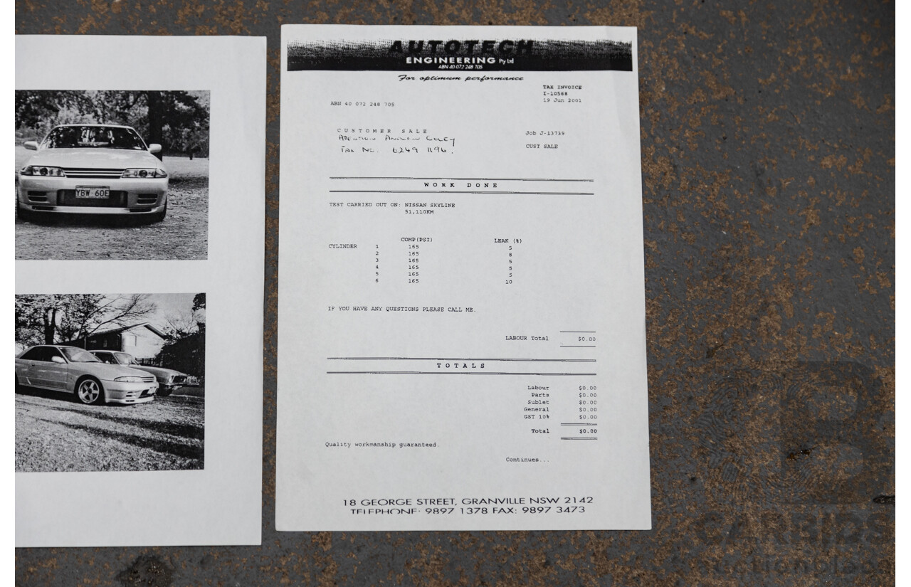 3/1993 Nissan Skyline R32 GT-R BNR32 Series 3 2d Coupe KL0 Spark Silver Metallic Twin Turbo 2.6L - 06/2001 Import