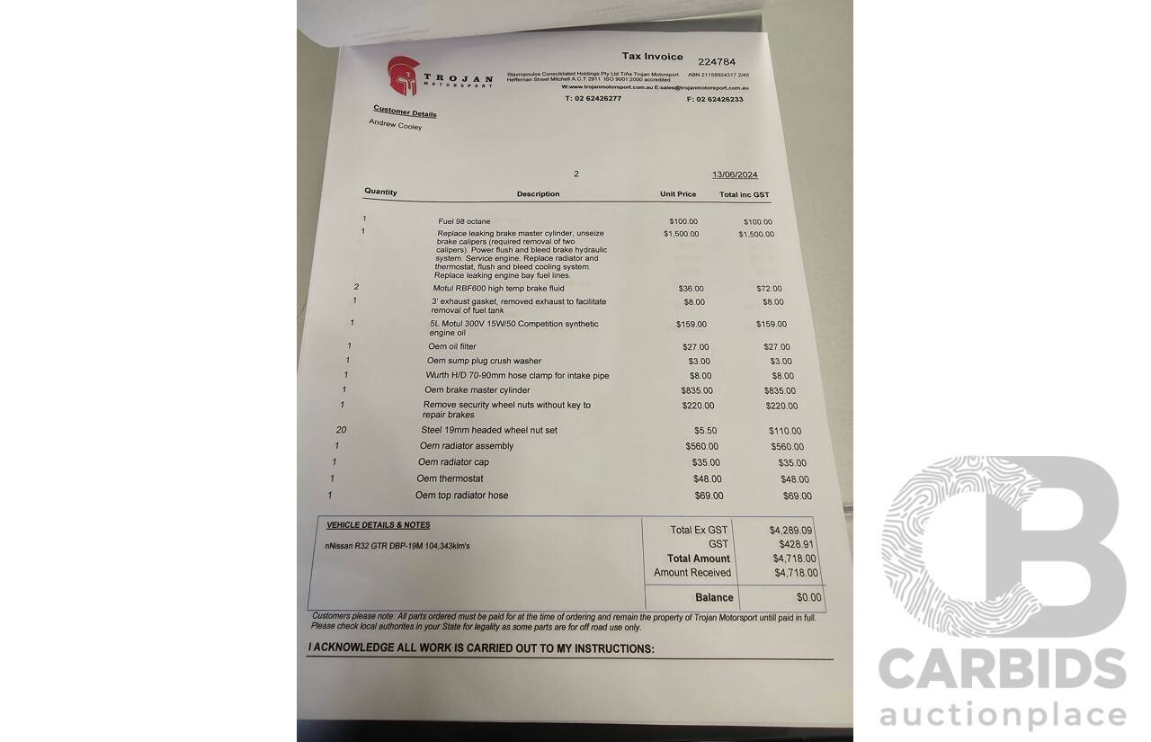 3/1993 Nissan Skyline R32 GT-R BNR32 Series 3 2d Coupe KL0 Spark Silver Metallic Twin Turbo 2.6L - 06/2001 Import