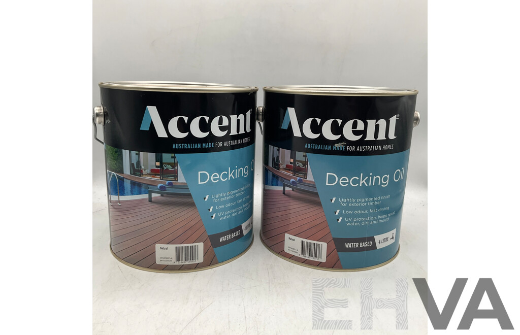 ACCENT Water Based Decking Oil Netural 4L - Lot of 2