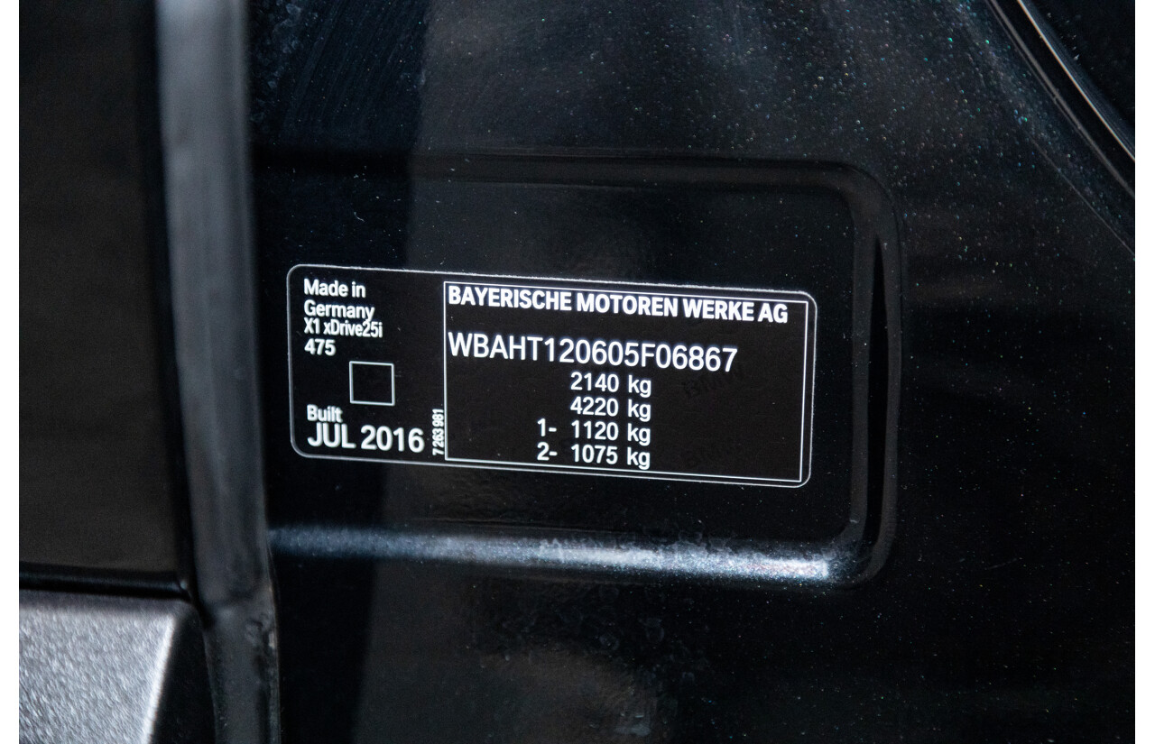 10/2016 BMW X1 Xdrive 25i (AWD) F48 4d Wagon Black Sapphire Metallic Turbo 2.0L